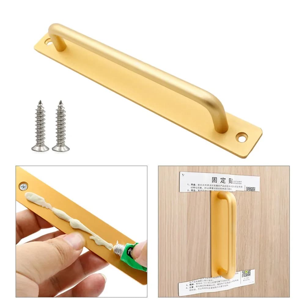 Poignée de porte coulissante en alliage d'aluminium, poignée de porte pour porte de toilette, sans poinçon, quincaillerie de meubles
