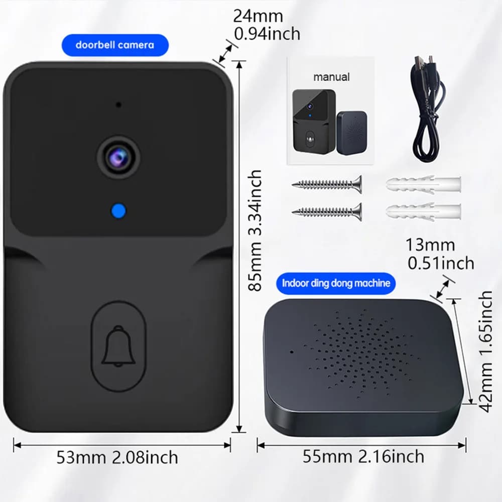 Sonnette de sécurité sans fil WiFi HD avec vision nocturne
