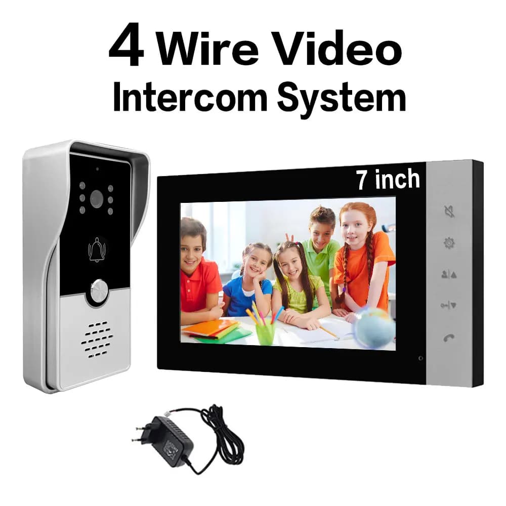Interphone vidéo filaire 4 fils 7 pouces avec déverrouillage