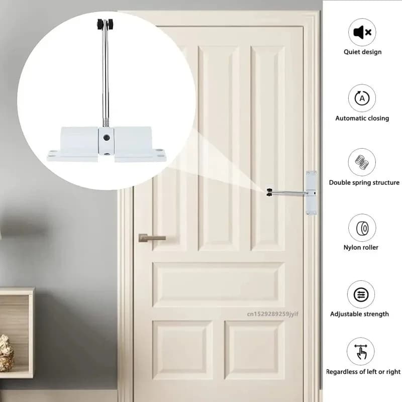 Ferme-porte automatique en métal réglable robuste à ressort silencieux pour portes battantes intérieures et extérieures