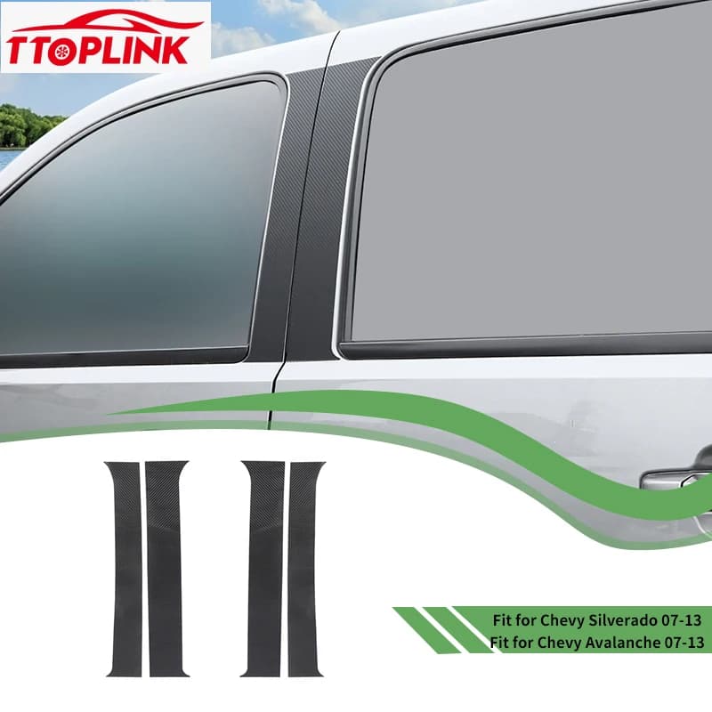 TTOPLINK PVC fibre de carbone fenêtre extérieure Center pilier autocollant décoration couverture pour Chevy Avalanche 2007-2013 accessoires de voiture
