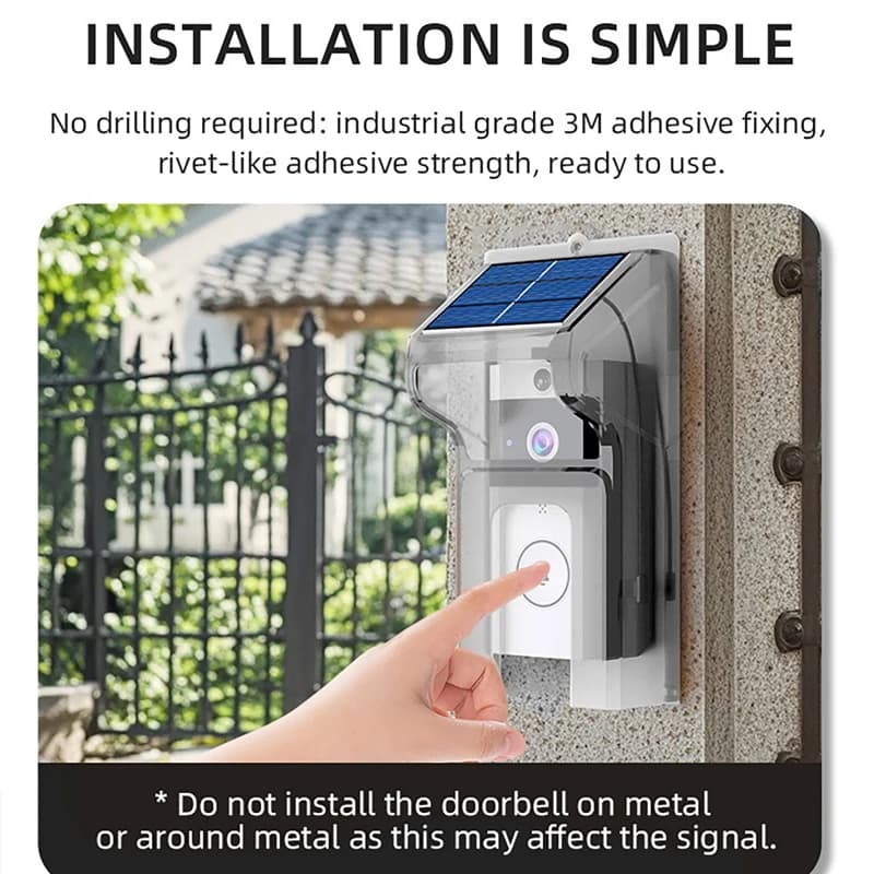 Sonnette sans fil extérieure étanche avec couverture solaire caméra WiFi porte numérique Peepholes interphone pour maison intelligente vidéo oeil anneau cloche