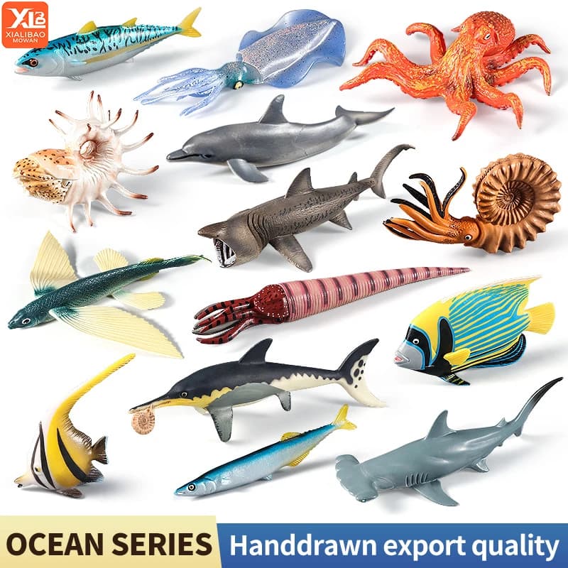 Figurines d'action du monde sous-marin Sea Life, baleine, requin, poulpe, pingouin, jouet éducatif en PVC pour enfants, modèle Animal marin océan