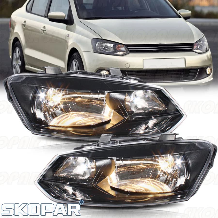 Pour VW Polo berline 2010 2011 2012 2013 2014 2015 2016 2017 accessoires de voiture phare halogène avant phare avec moteur