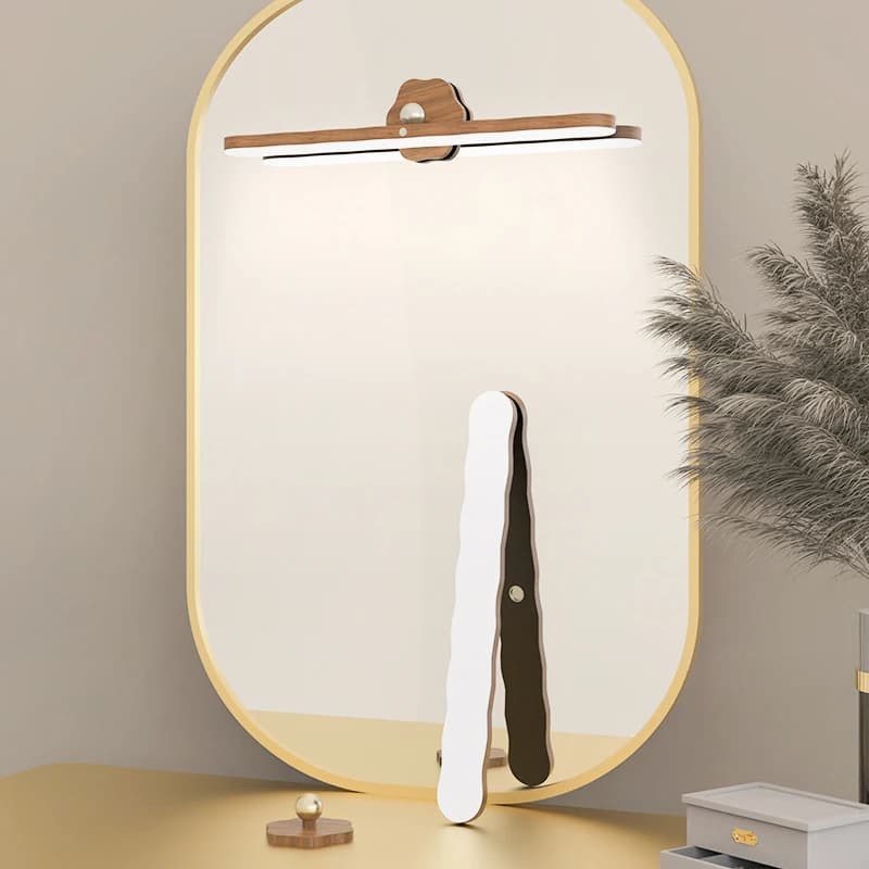 Lampe murale magnétique rotative, sans perçage 360° °   Lampe de chevet rotative, lampe de lecture LED à effet bois, blanc chaud/blanc froid
