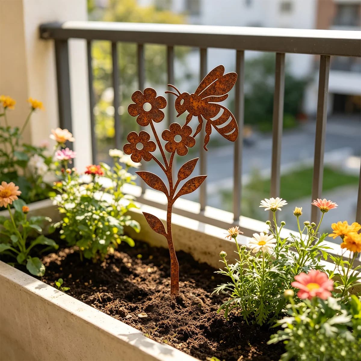 1 piquet décoratif de jardin en fer forgé