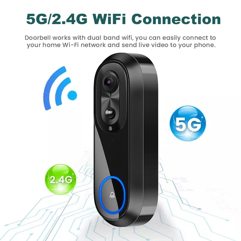 Sonnette vidéo WiFi 5G 2.4G