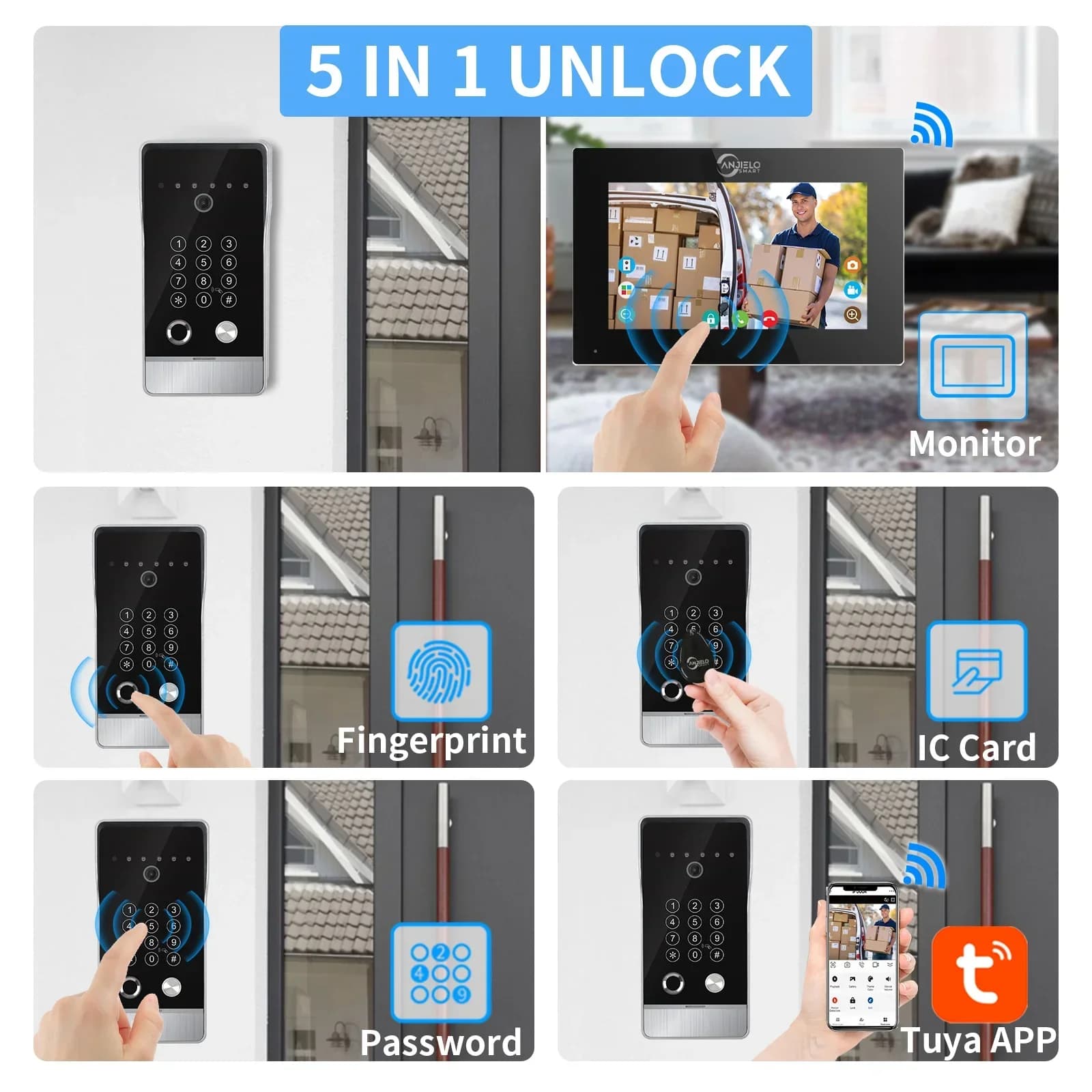ANJIELOTuya Interphone vidéo filaire avec écran tactile de 7 pouces