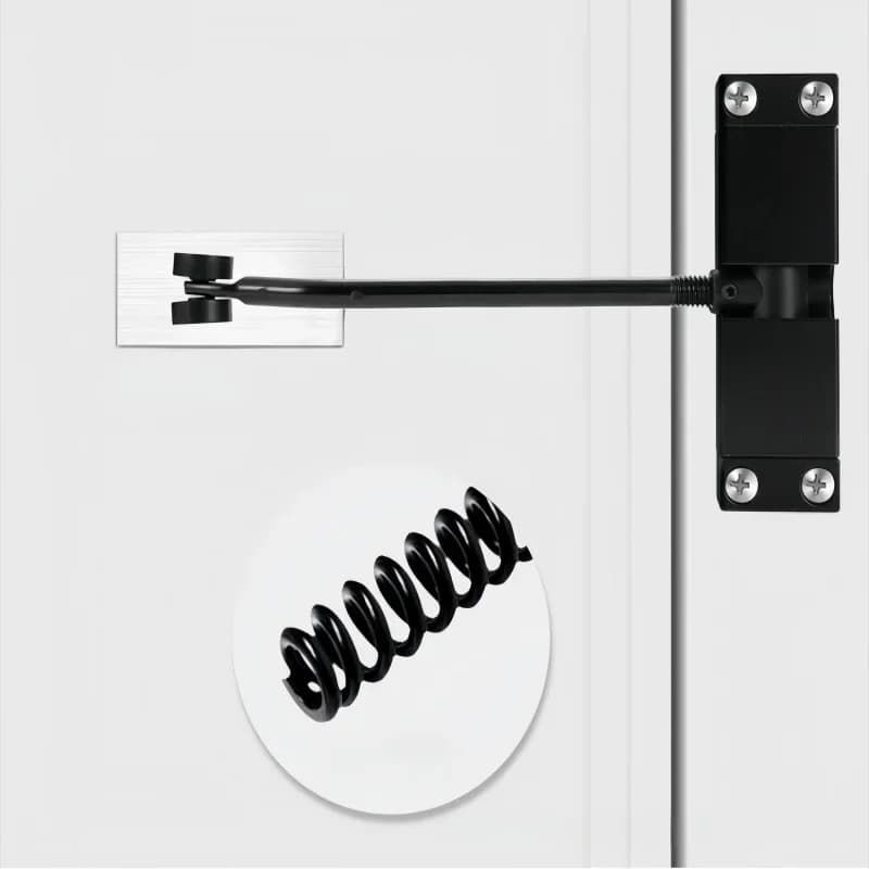 Ferme-porte automatique carré tout noir/argent