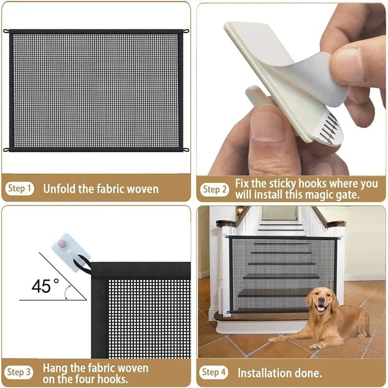 Clôture pour chien de compagnie équipée de 4 crochets