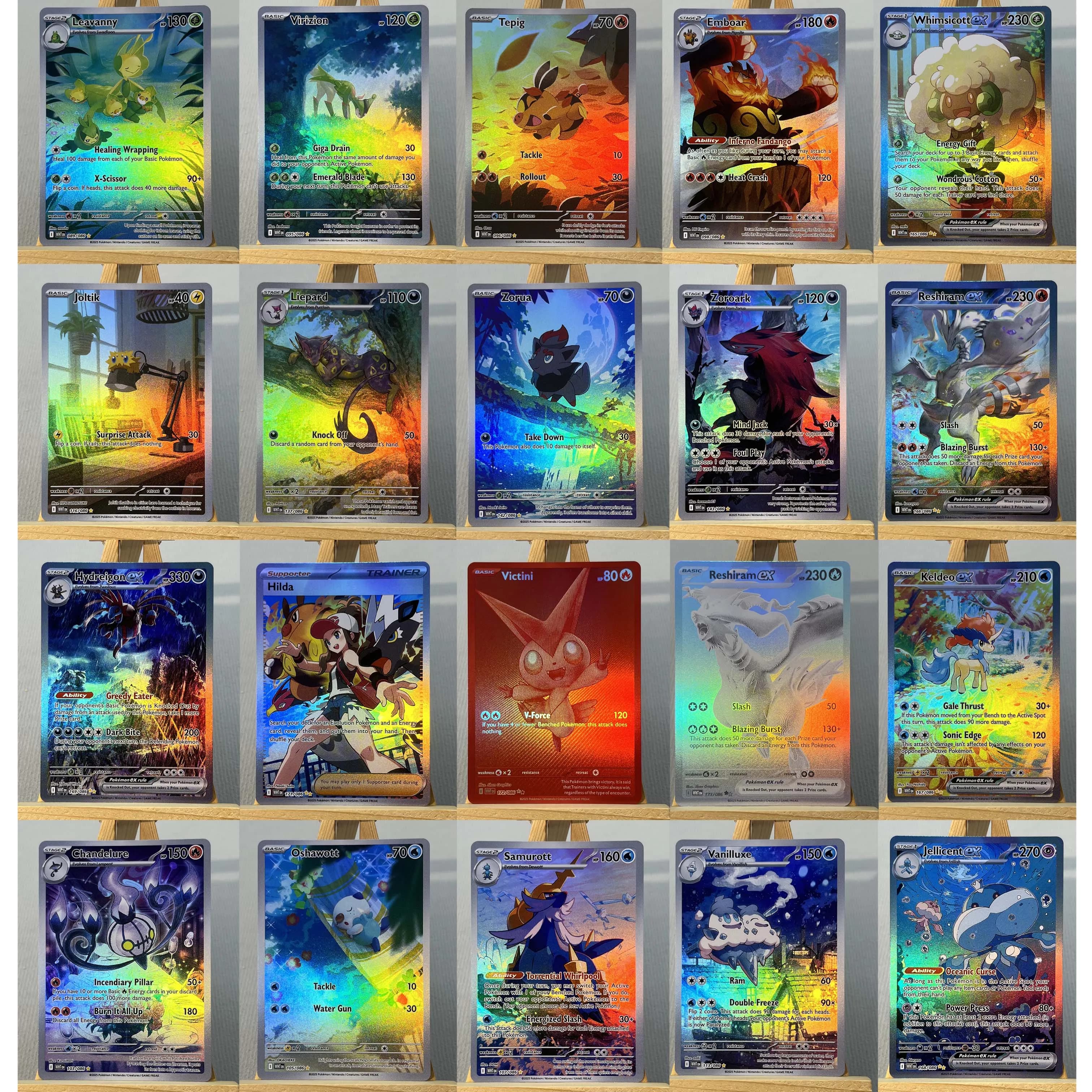 Cartes Proxy TCG WHT CPA DAA PTCG9-003 PKM Oshawott Zorua Reshiram ex Rares Collection Jouets de Combat Cadeaux pour les Loisirs et le Jeu à Domicile