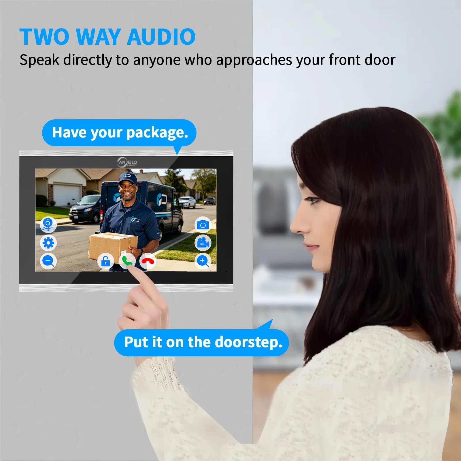 ANJIELOTuya Interphone vidéo filaire avec écran tactile de 7 pouces