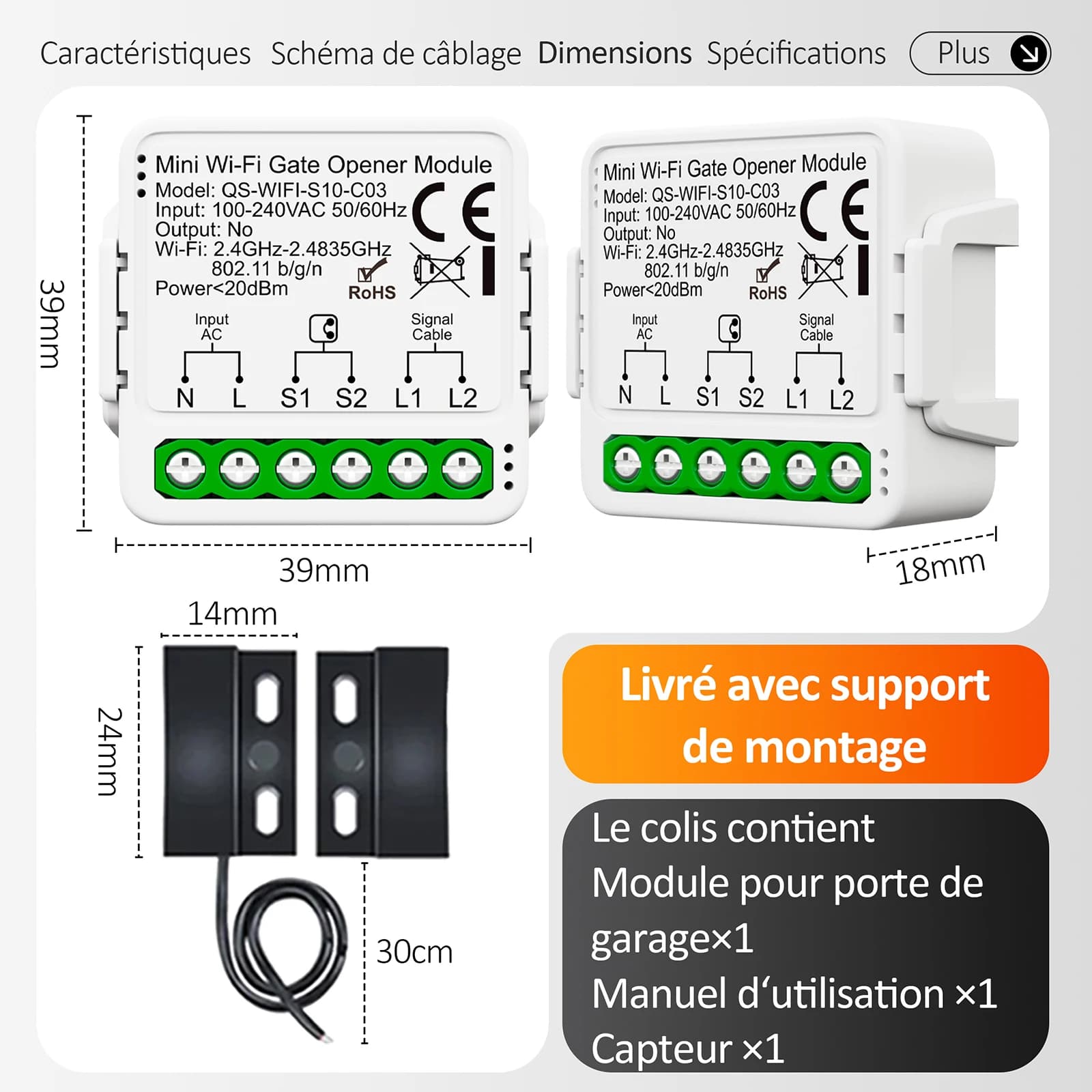 Contrôleur Intelligent de Portail Mini Tuya 16A avec WiFi et Zigbee