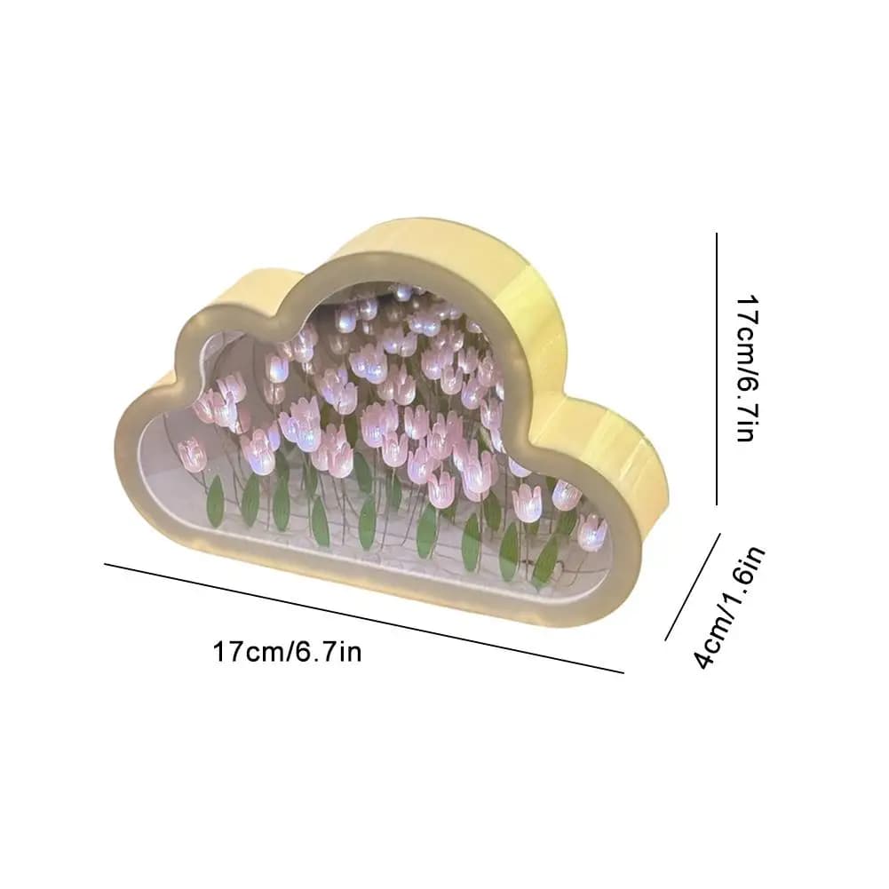 Bricolage nuage miroir tulipe lampe veilleuse fille chambre ornements cadre Photo à la main verre chevet sommeil lumière cadeaux de noël