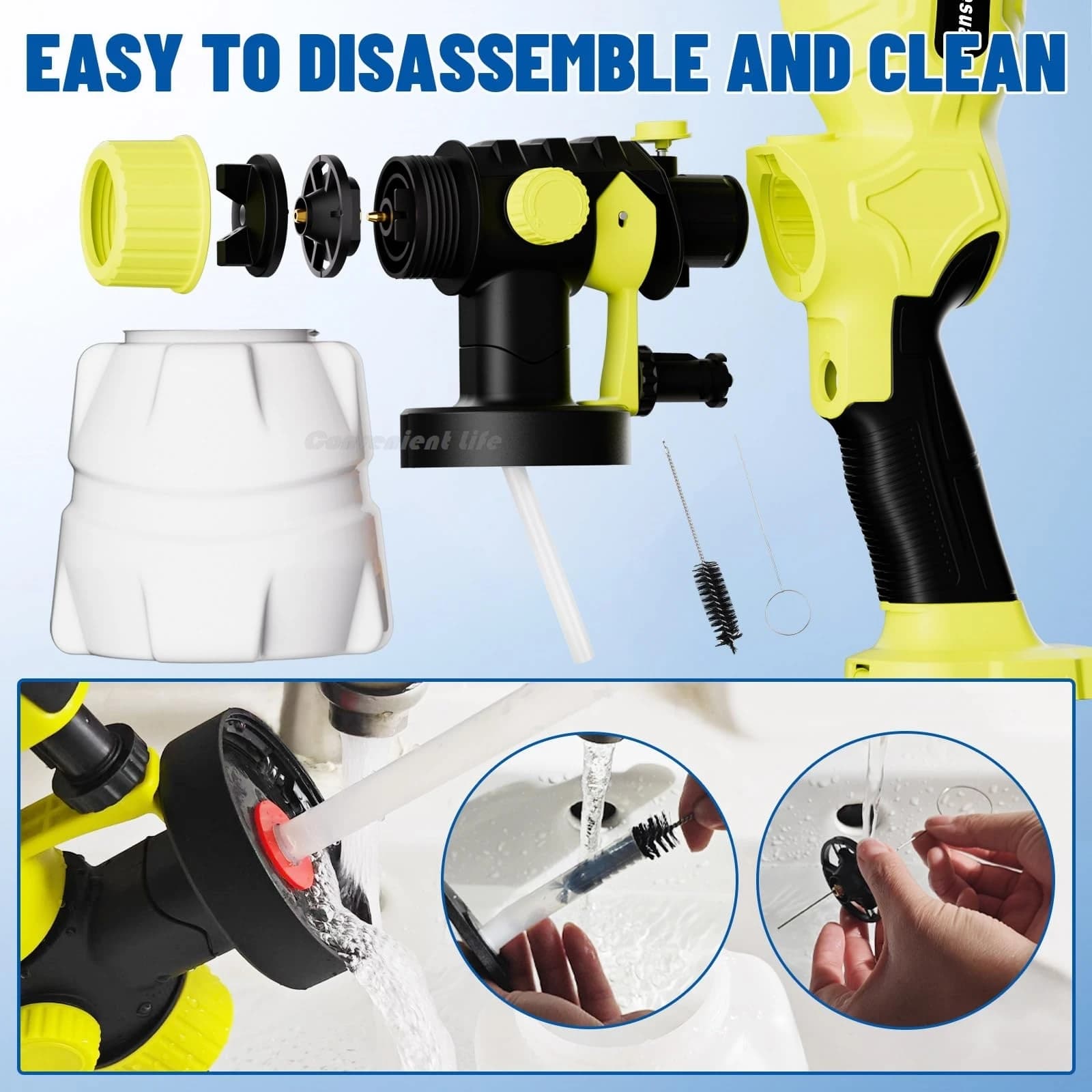 Pistolet de pulvérisateur de peinture sans fil pour batterie Ryobi 18V 42000rpm 1200ML Pistolet de pulvérisation électrique Kit d'aérobrosse automatique de moteur sans brosse de haute qualité pour la 