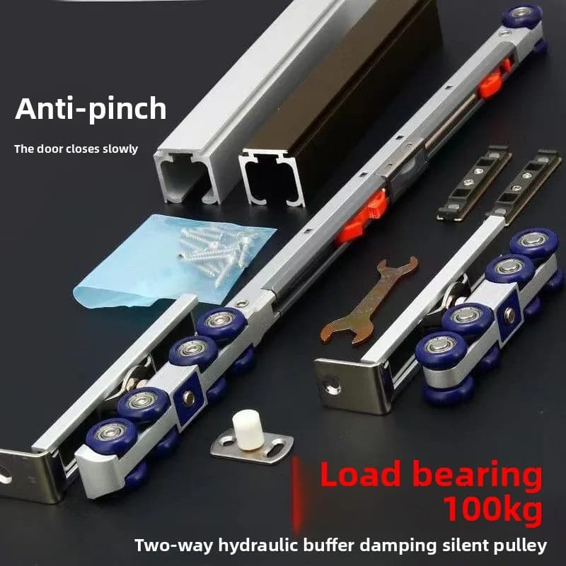 Rail de guidage pour porte coulissante en bois massif, rail de suspension pour porte pliante, rail de guidage pour porte suspendue avec roue de levage lent