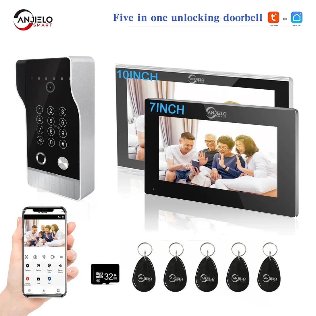 ANJIELOTuya Interphone vidéo filaire avec écran tactile de 7 pouces