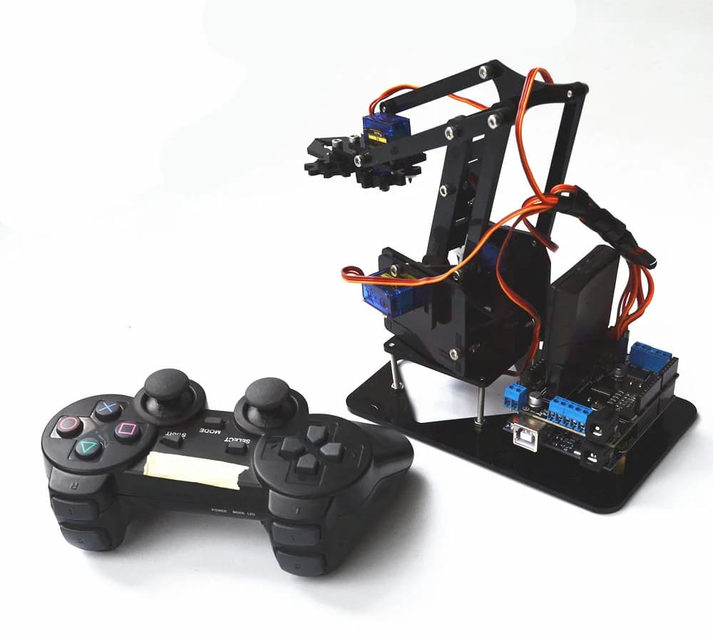 Kit de bras de robot SG90 MG90S STEM 4 DOF, kit de griffes de bras mécanique PS2 ou commande de bouton pour Ardu37, kit de bras de robot, pigments de bricolage
