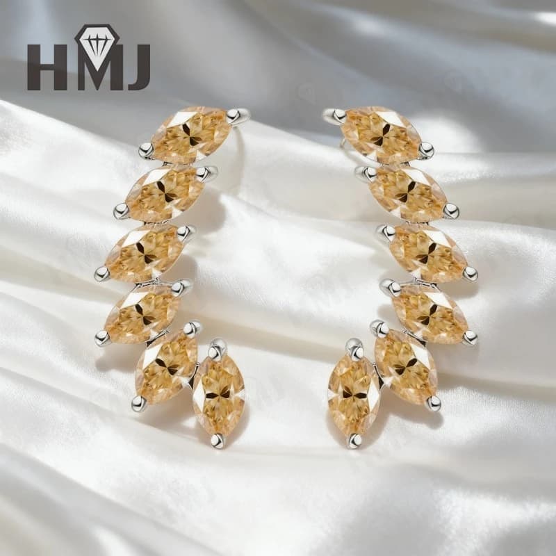 Boucles d'oreilles Moissanite Marquise pour femmes, pierres à facettes avec Silhouette fine élégante, parfaites pour un usage quotidien, anniversaire