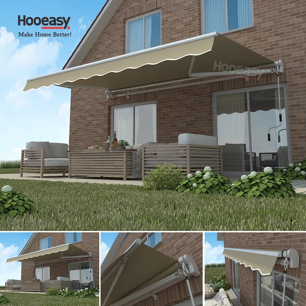 Auvent rétractable, cadre en aluminium, toile PU, stores de fenêtre extérieurs, auvent imperméable, auvent motorisé pour la maison