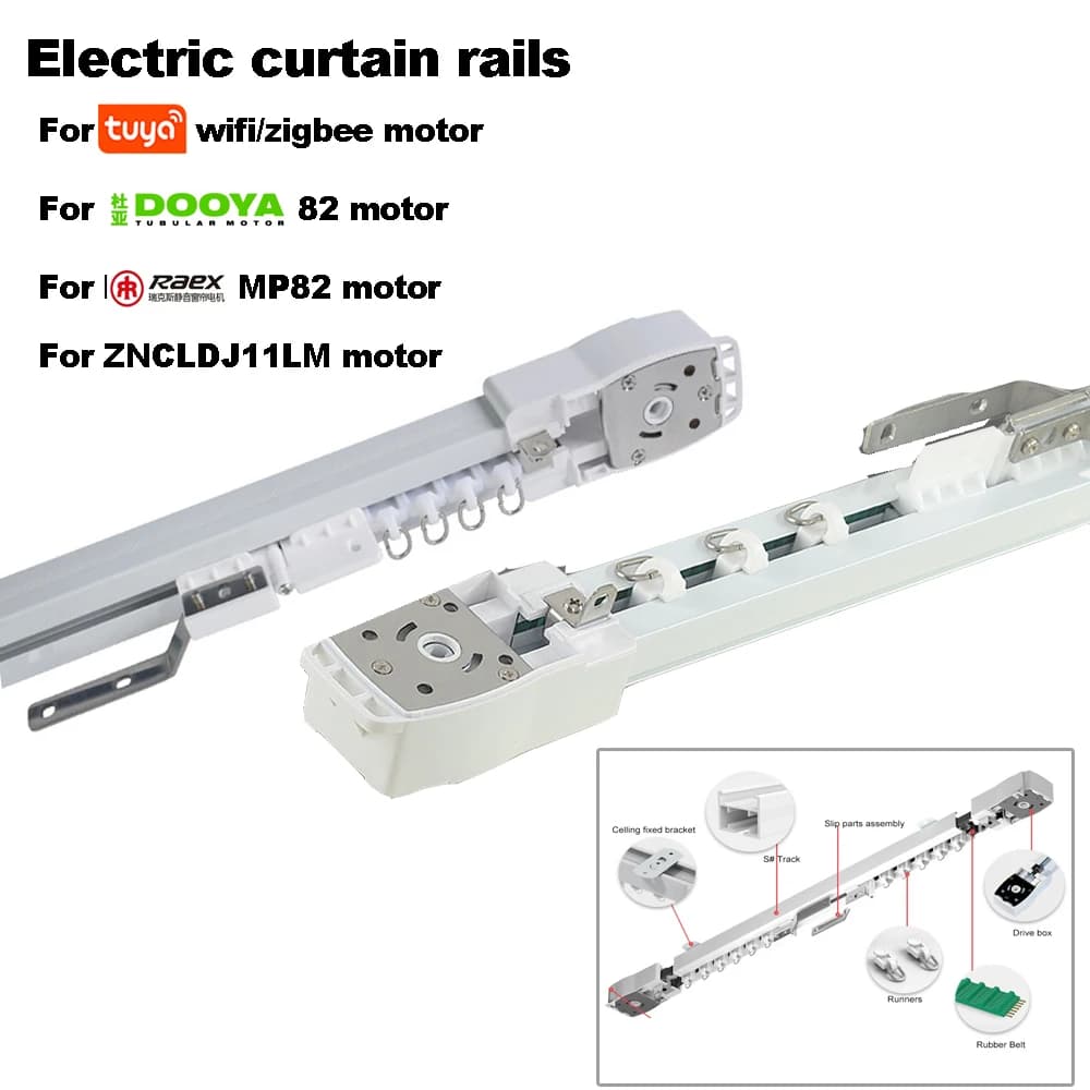 Jialisi – Rails de rail de rideau intelligents, corniche de rideau électrique pour moteur Tuya Wifi Zigbee Dooya 82, système de contrôle automatique de rideaux