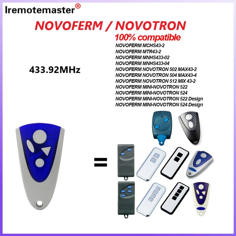 Pour NOVOFERM NOVOTRON télécommande de porte de Garage 502 MAX43-2 504 MAX43-4 512 MIX 43-2 pour MTR43-2 MCHS43-2 MNHS433-02 MNHS433-04