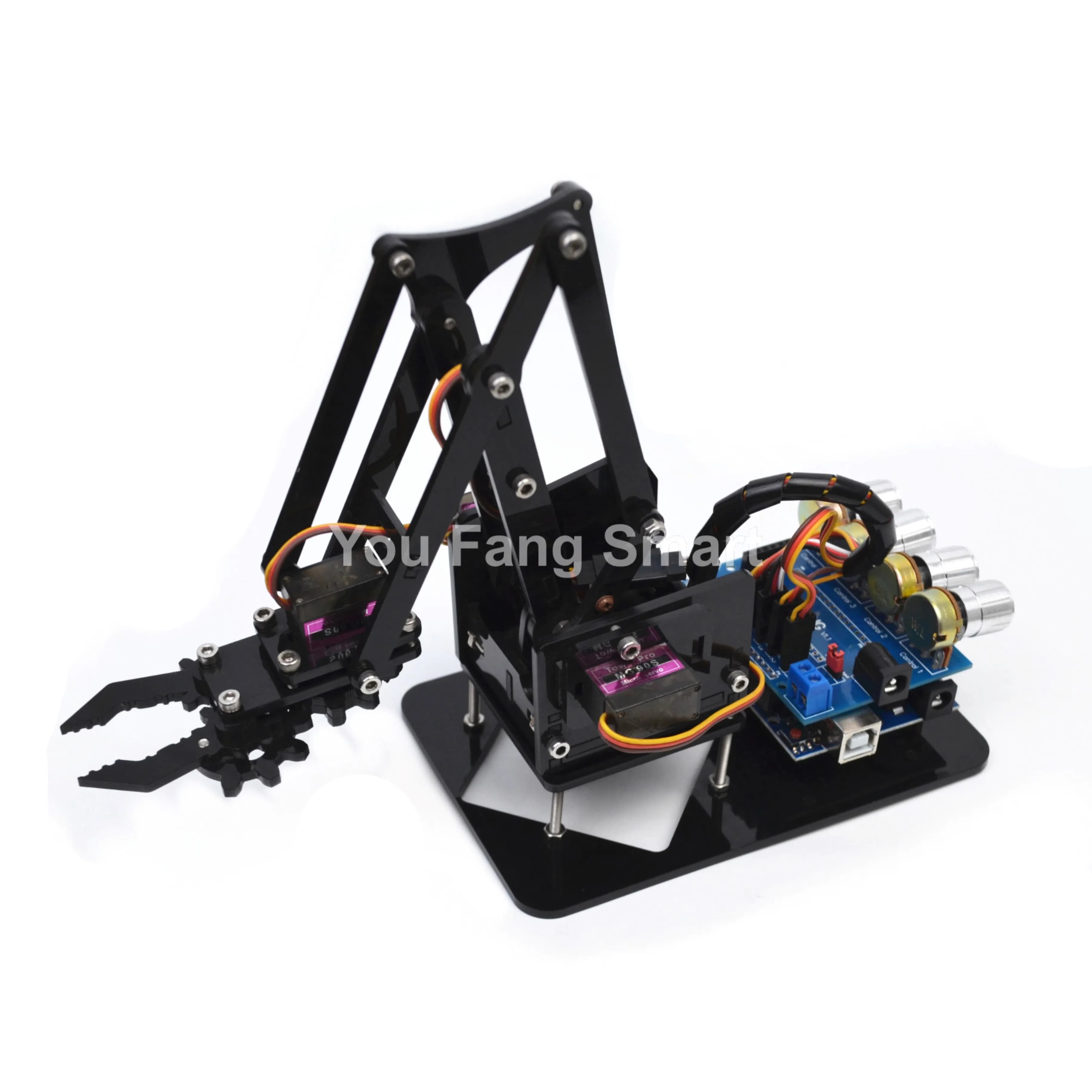Kit de bras de robot SG90 MG90S STEM 4 DOF, kit de griffes de bras mécanique PS2 ou commande de bouton pour Ardu37, kit de bras de robot, pigments de bricolage