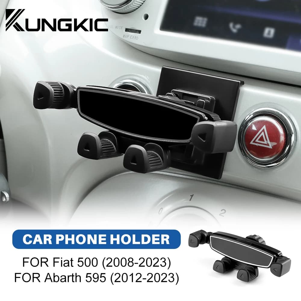 Support de téléphone à gravité pour voiture, compatible avec Fiat 500 (2008-2024) et Abarth 595 (2012-2024).