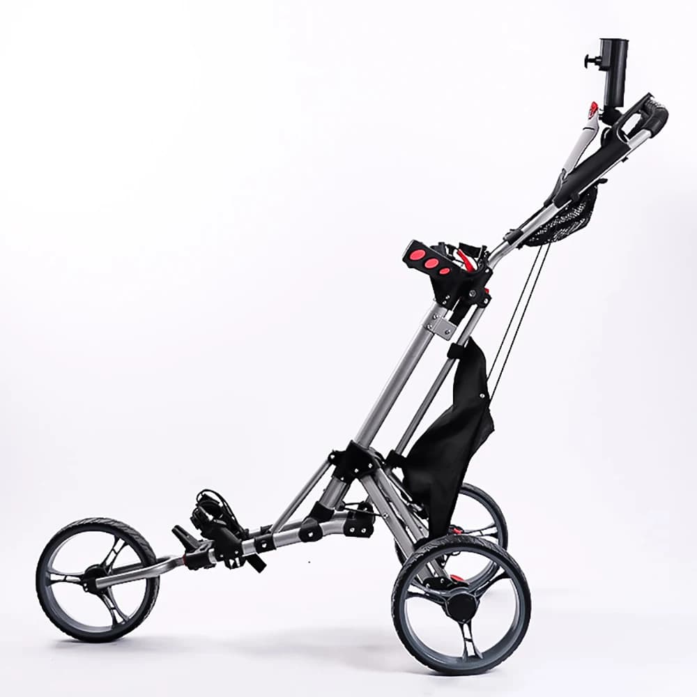 Chariot de golf pliable 2026 à 3 roues en aluminium, chariot de golf pliant léger, chariot de marche manuel multicolore pour le golf