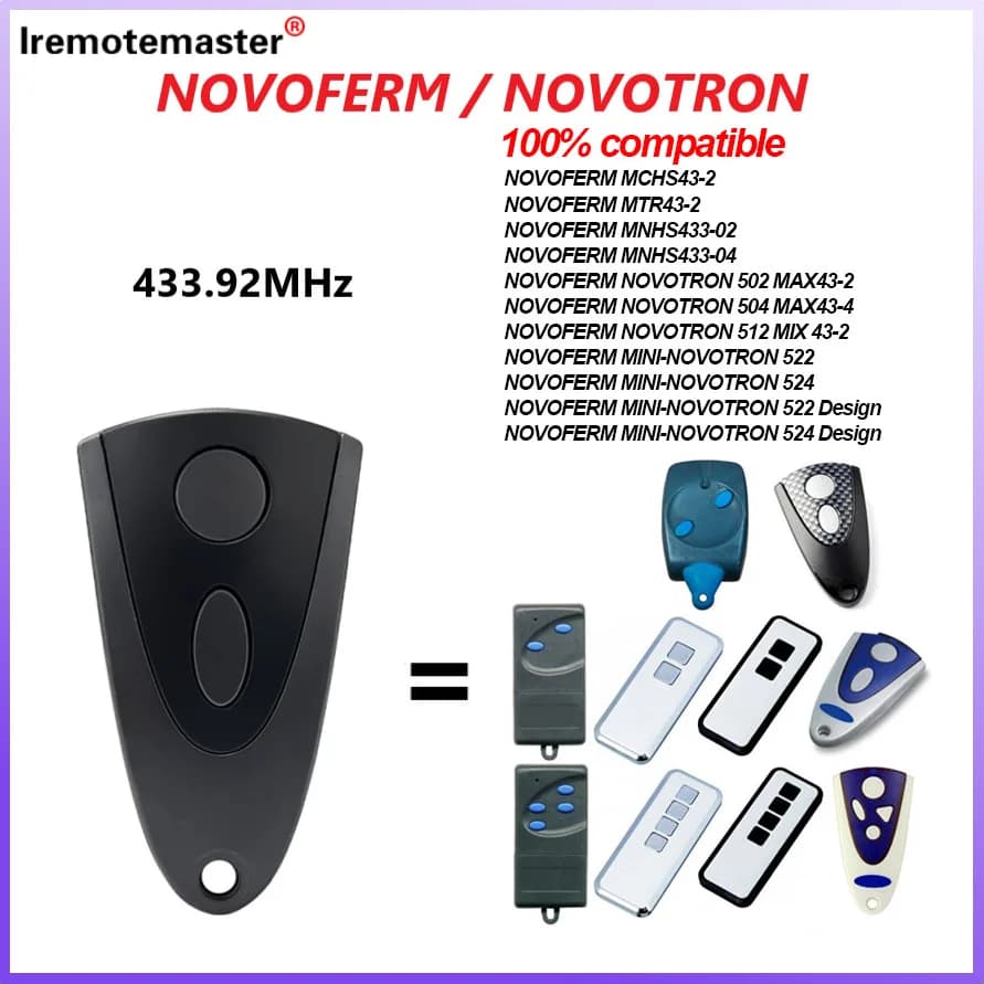 Pour NOVOFERM NOVOTRON télécommande de porte de Garage 502 MAX43-2 504 MAX43-4 512 MIX 43-2 pour MTR43-2 MCHS43-2 MNHS433-02 MNHS433-04