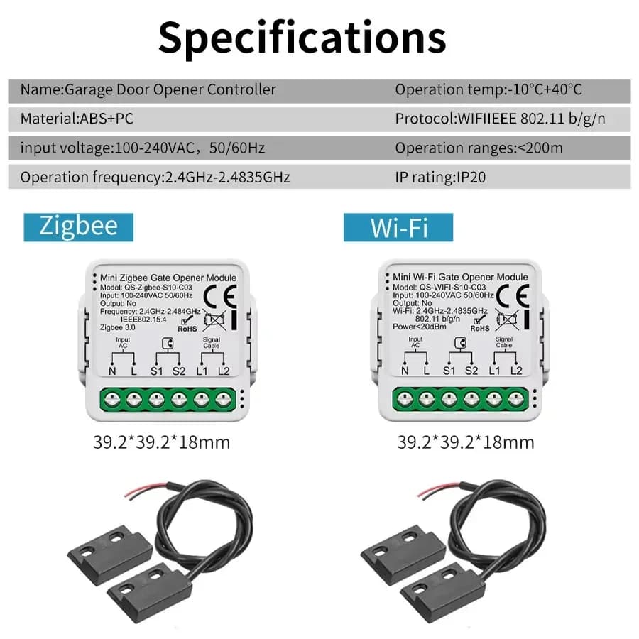 Module de commande d'ouvre-porte de garage intelligent Tuya Zigbee/WiFi