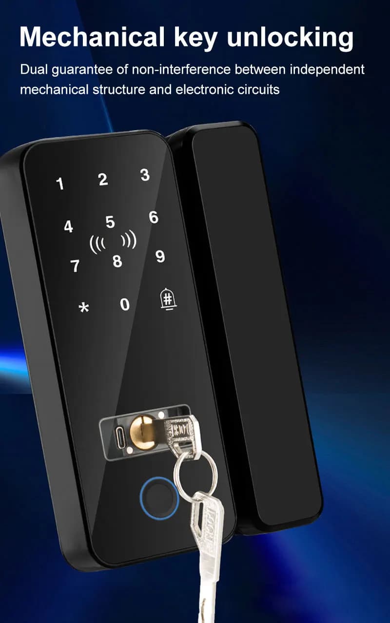 Serrure Intelligente de Porte en Verre Biométrique Bluetooth APP avec Empreinte Digitale