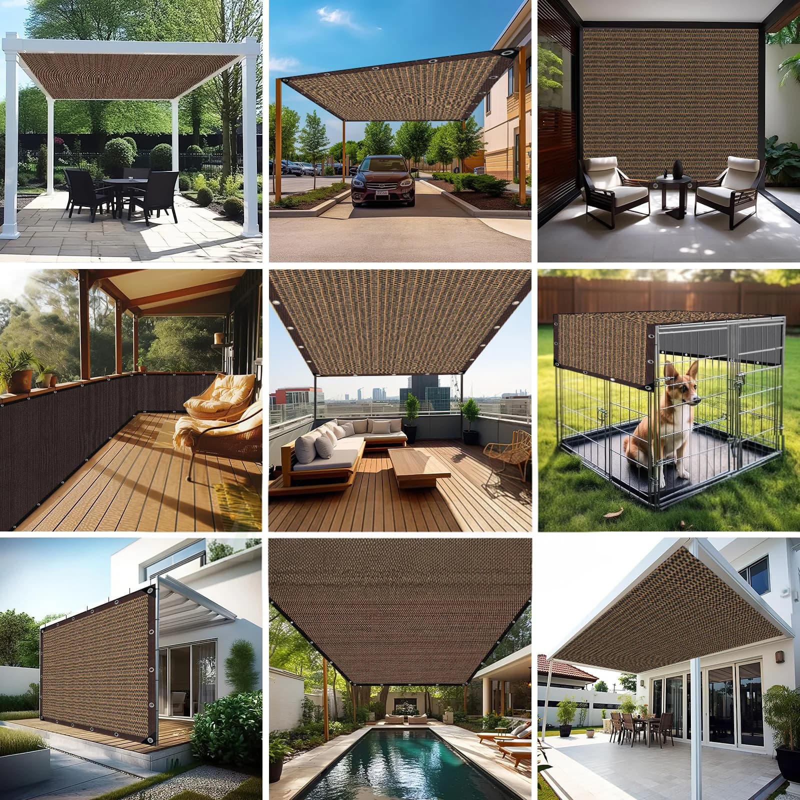 Panneau pare-soleil HDPE Premium avec protection UV 95% et œillets pour clôture de jardin