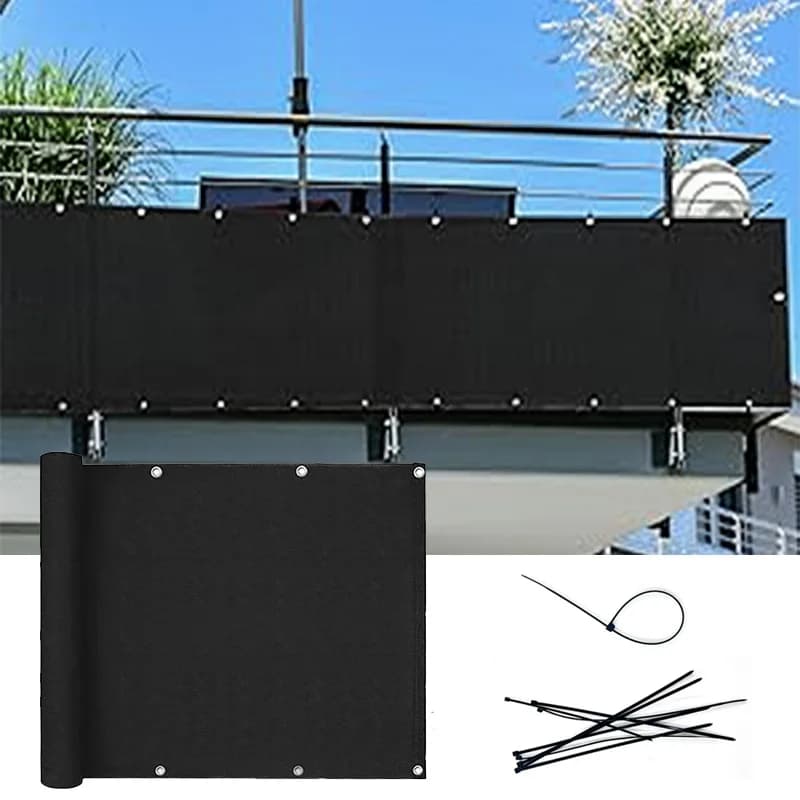 Clôture d'écran de confidentialité de balcon en HDPE noir