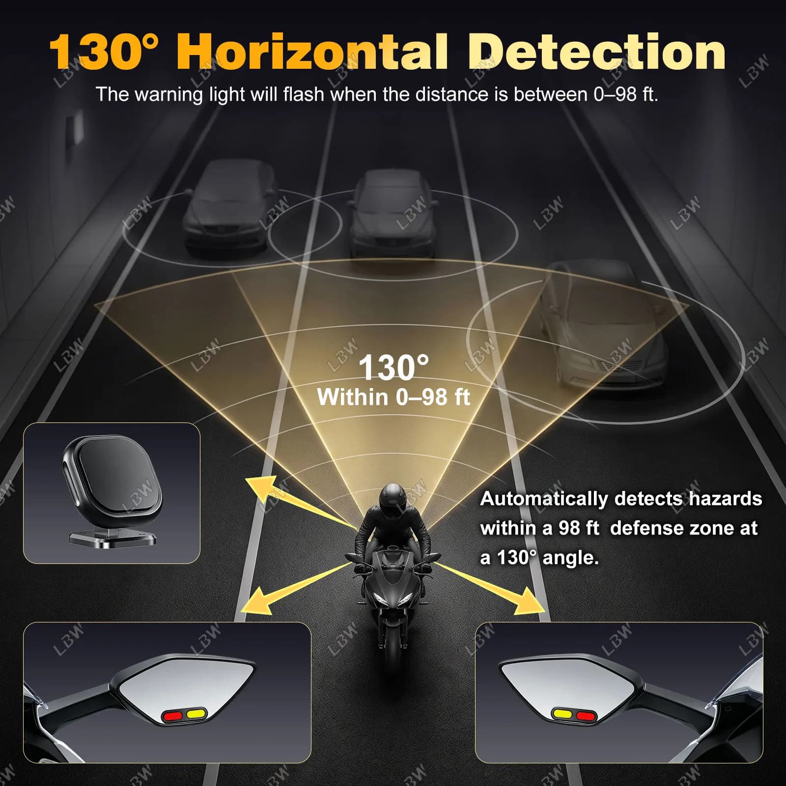 Radar de surveillance d'angle mort pour moto BSD01 24 GHz