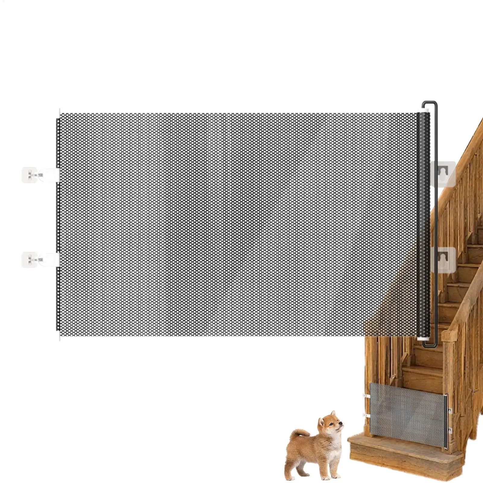 Barrière rétractable en maille pour escaliers
