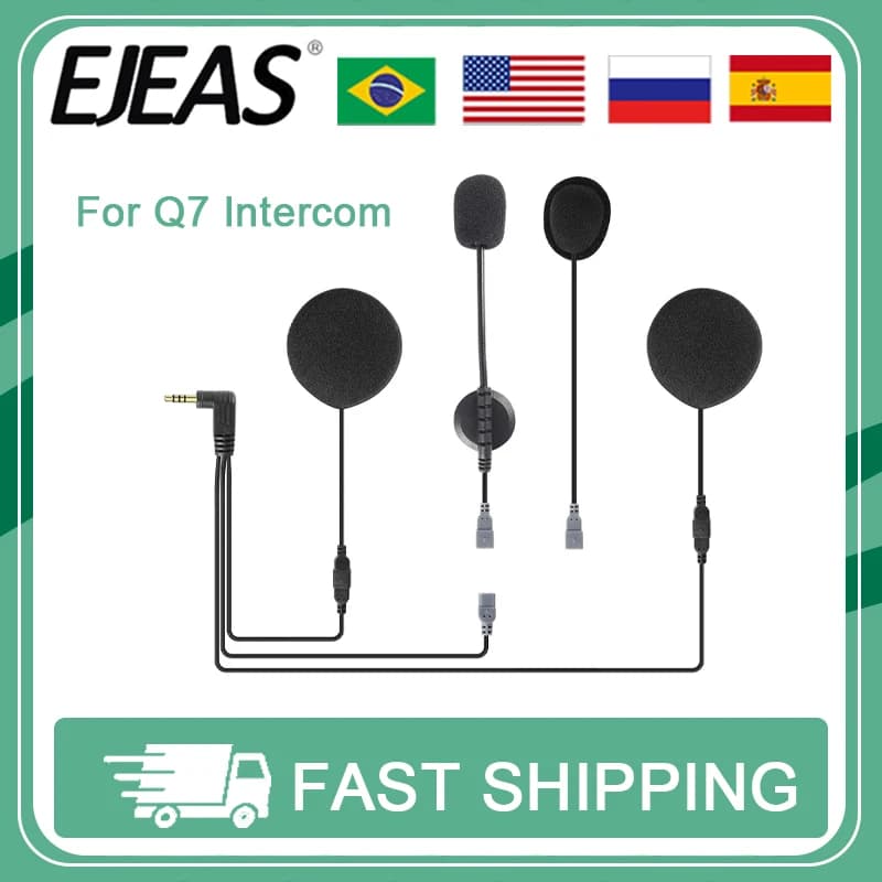 EGuitar-Casque de moto AS Q7, écouteur 2 en 1, mono, sauna, téléphone avec haut-parleur en mousse, microphone