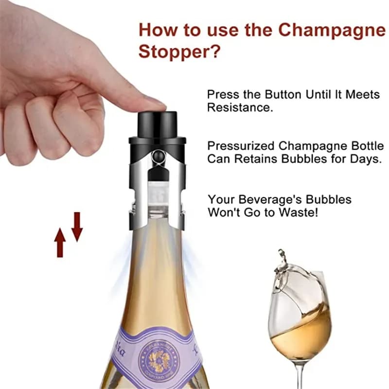 Bouchons de Champagne en acier inoxydable, scelleuse de bouchon de bouteille de Champagne réutilisable, bouchon de bouteille en liège, économiseur de Champagne, boisson