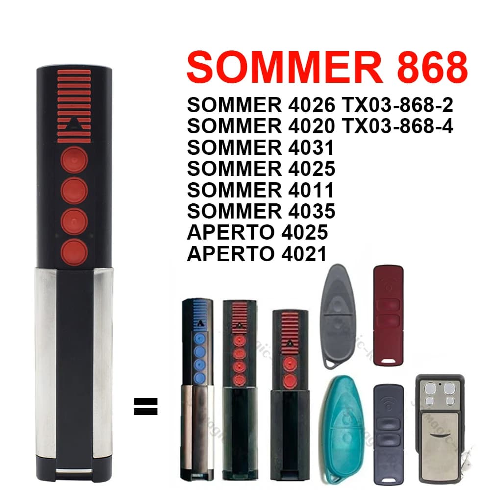 SOMMER 4026 4020 TX03-868-4 Télécommande pour porte de garage 868.3MHz Ouverture de portail 4031 4025 4011 4035 OPEN