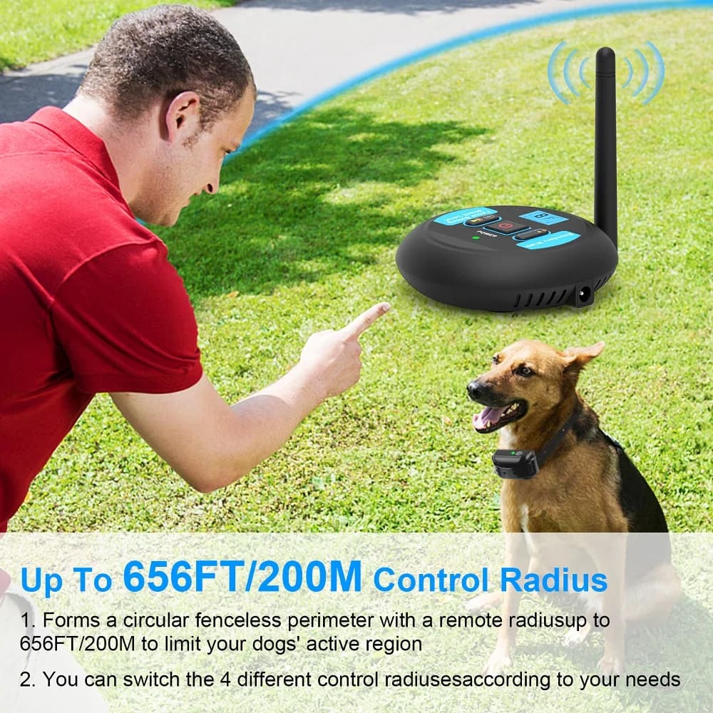 Clôture électrique Rechargeable sans fil pour chien de 200m