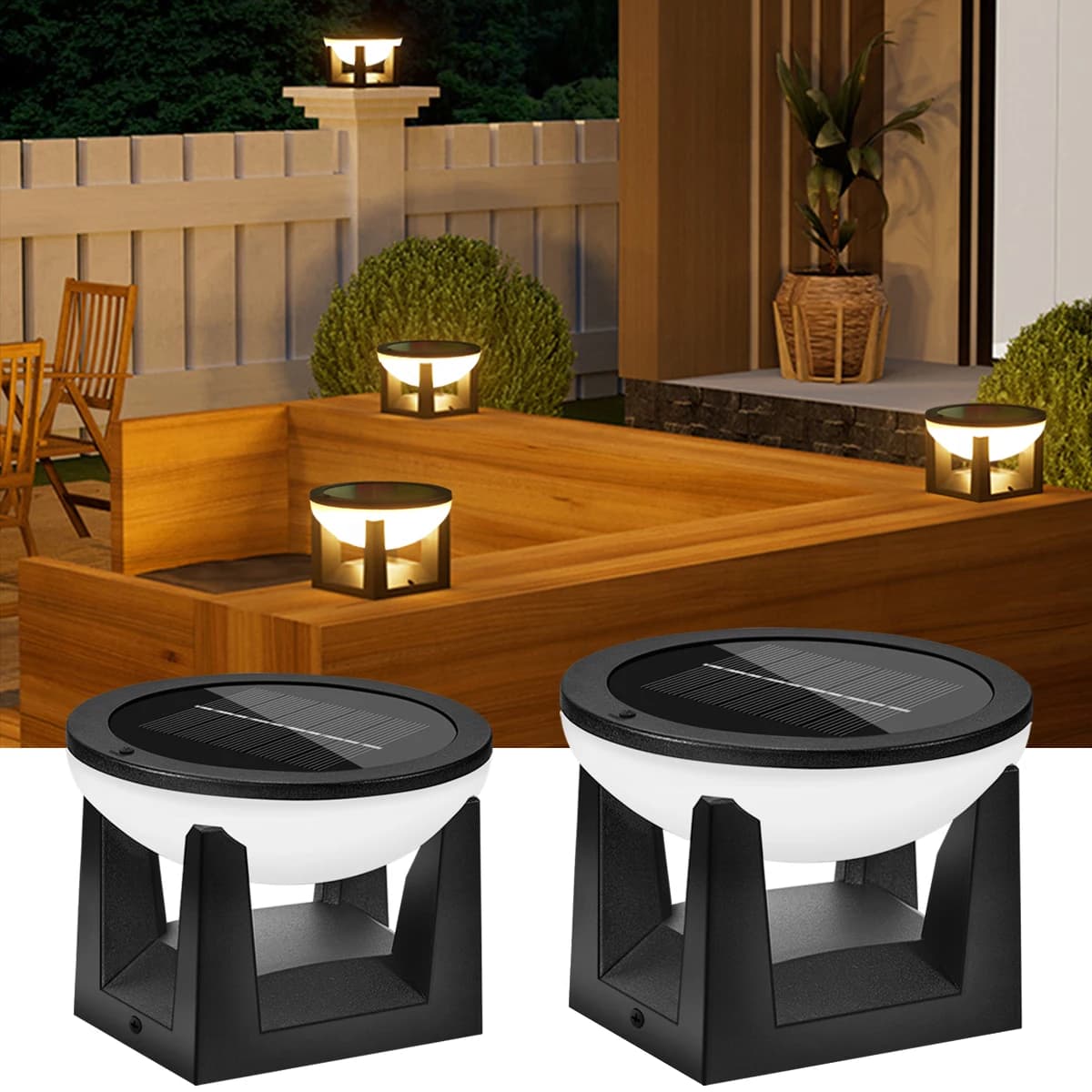 Poteau solaire extérieur lumière pilier solaire lumières moderne LED clôture pont capuchon lampe IP65 étanche lanterne paysage colonne éclairage