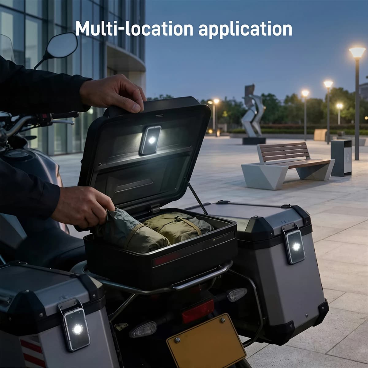 Lumière de capot de moto à capteur, multifonctionnelle et portable, éclairage intérieur LED avec technologie de détection automatique intégrée, accessoires