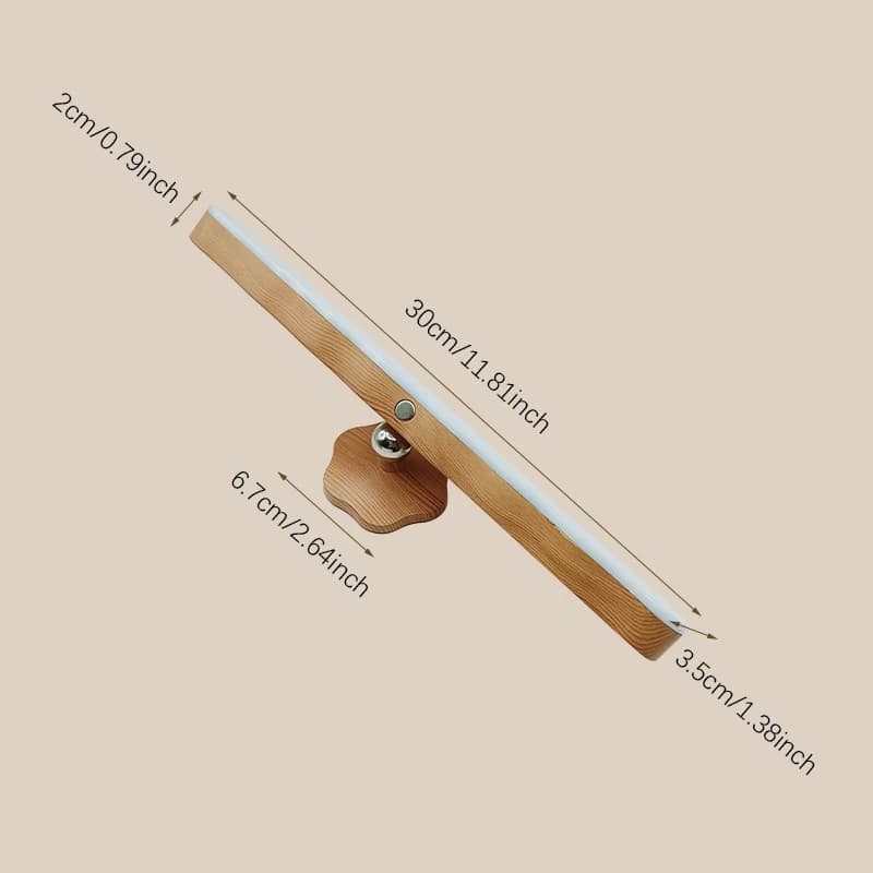 Lampe murale magnétique rotative, sans perçage 360° °   Lampe de chevet rotative, lampe de lecture LED à effet bois, blanc chaud/blanc froid