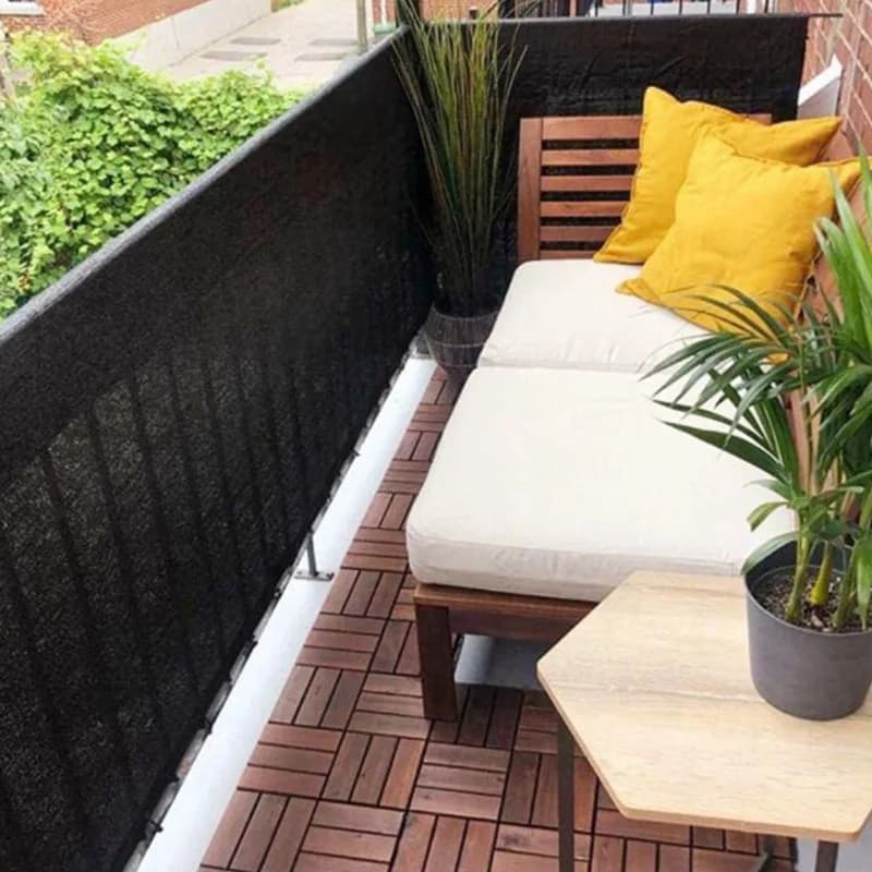 Clôture d'écran de confidentialité de balcon en HDPE noir