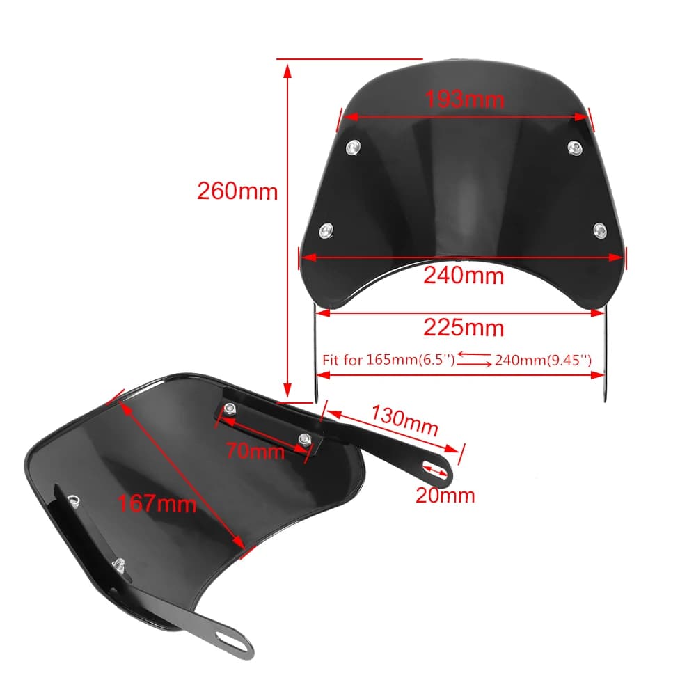 Pare-brise de phare de moto, déflecteur de vent universel pour la plupart des modèles