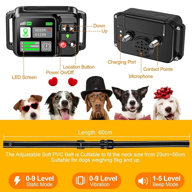 Portée de couverture de clôture sans fil GPS pour chien 49-6561 pieds IP67