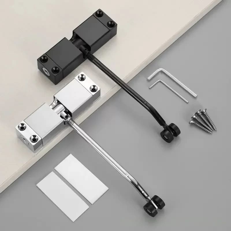 Ferme-porte automatique carré tout noir/argent