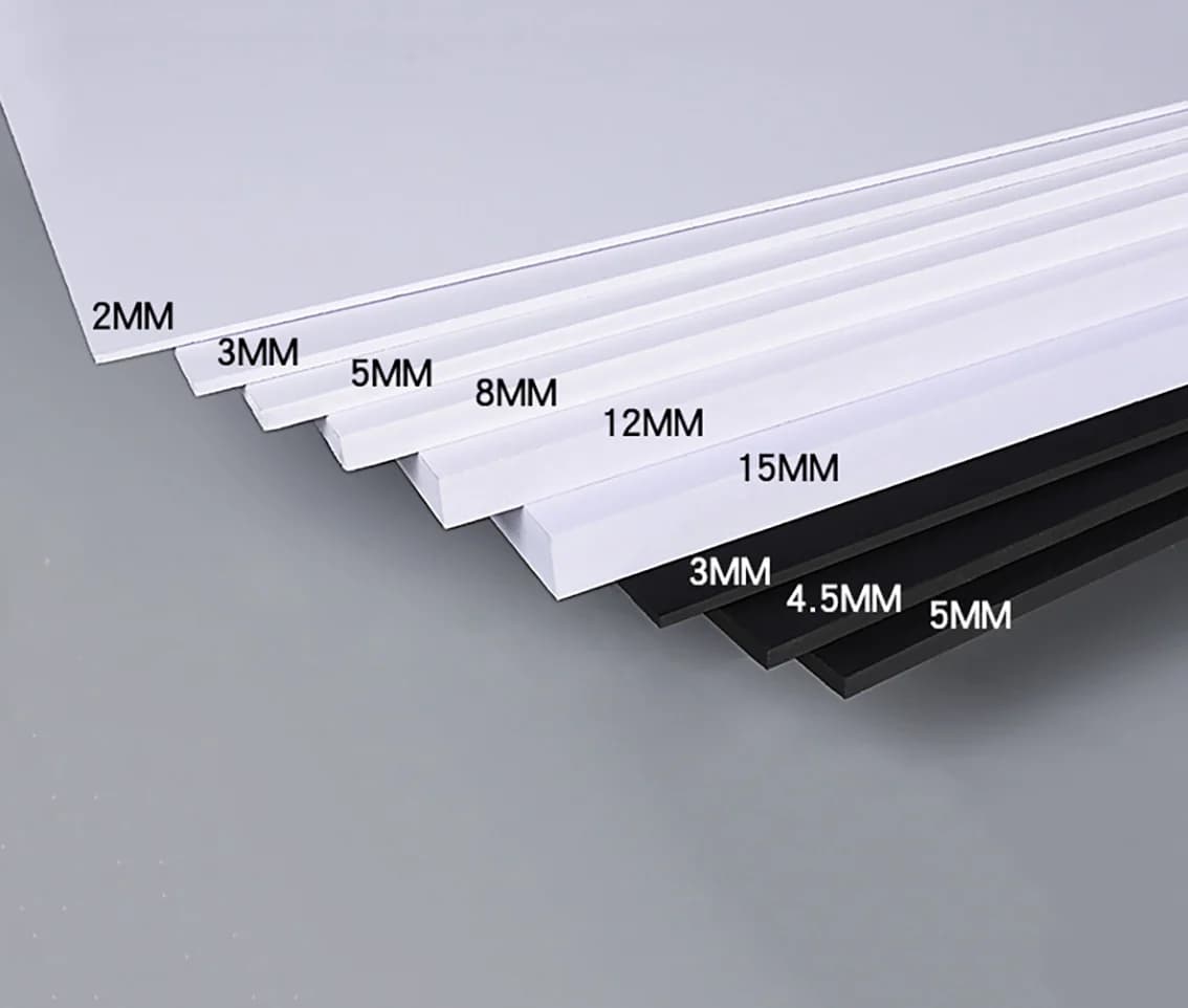Panneau de mousse PVC blanc/noir