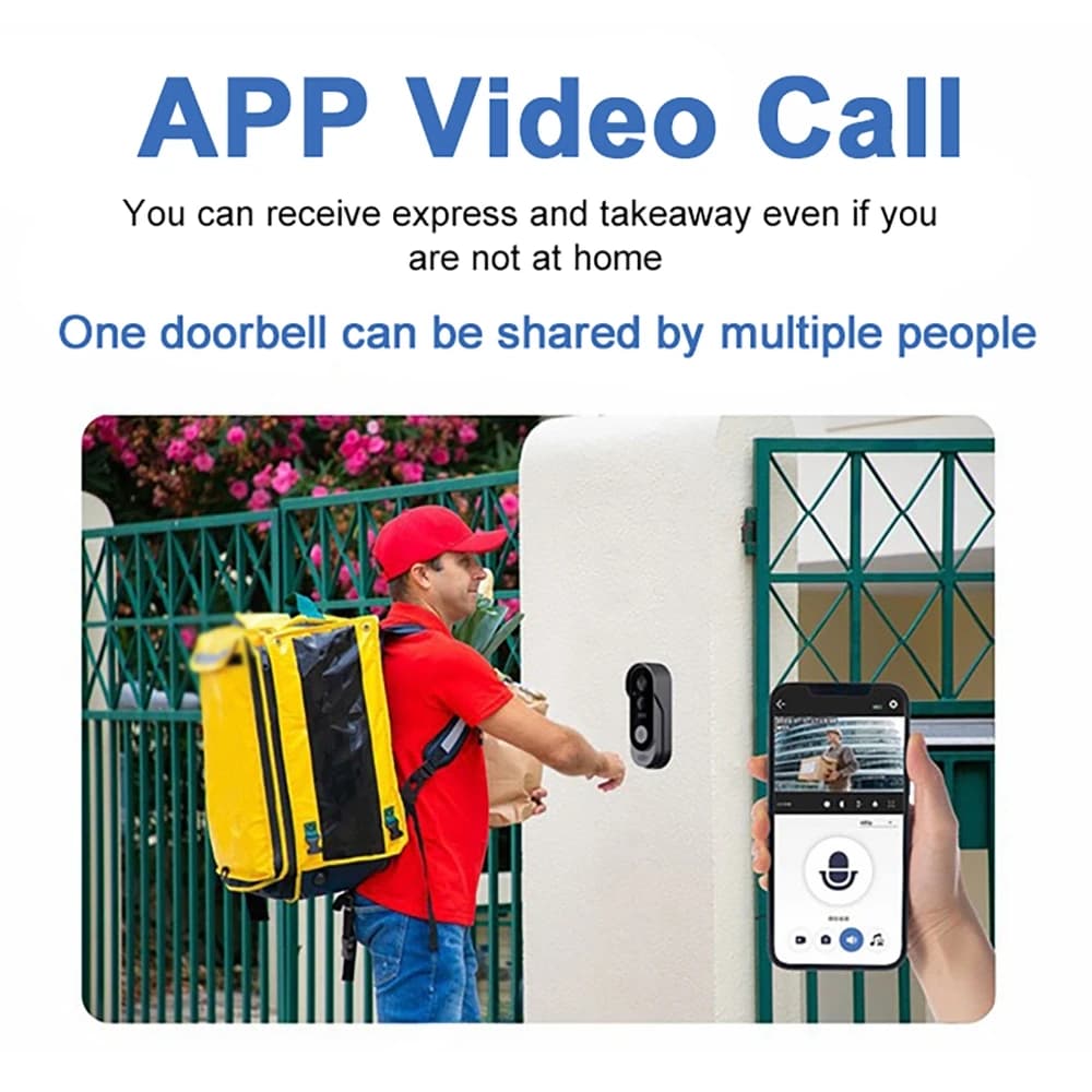 Sonnette intelligente sans fil avec interphone vidéo