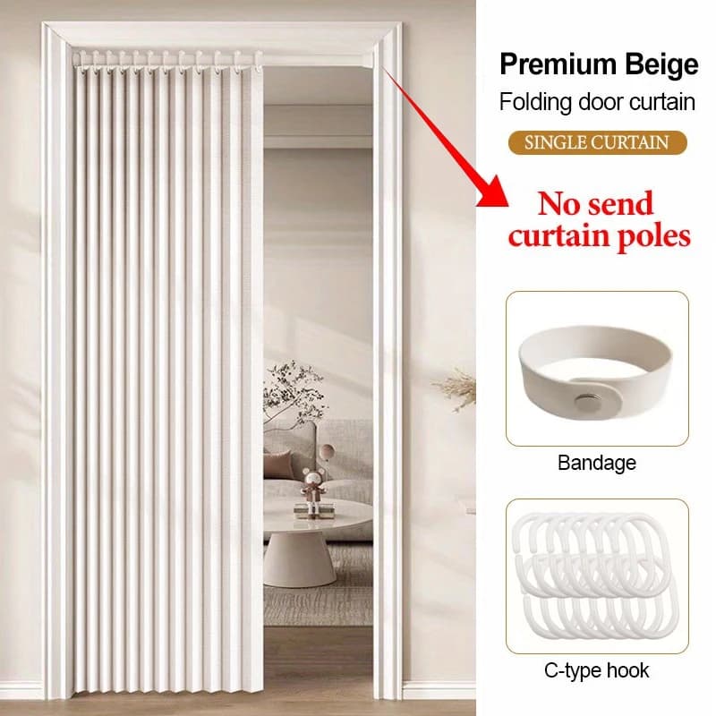 Porte accordéon pliable, rideau plissé rétractable, cloison de séparation portable en tissu pour cam